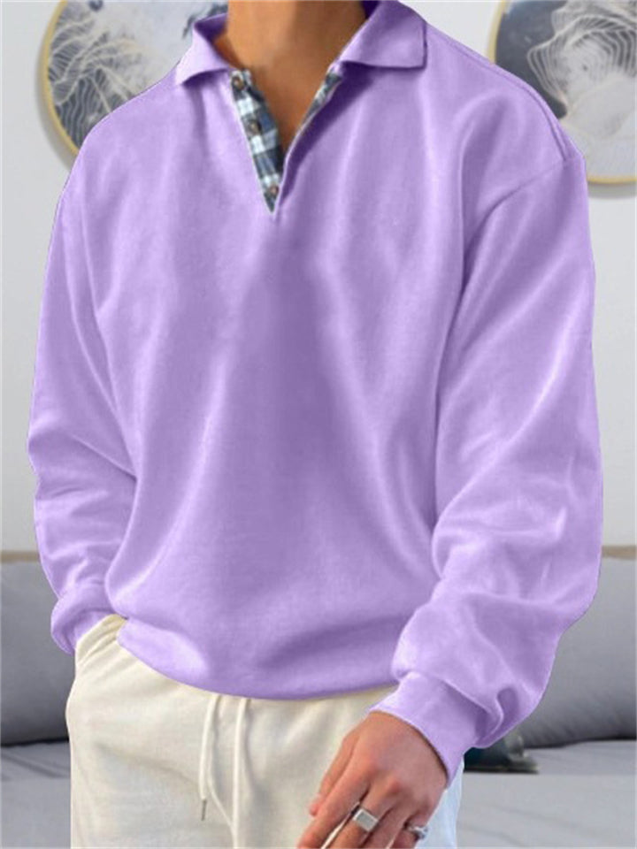 Men's British Style Sport Shirt Long Sleeve Lapel Tops