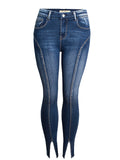 Women's Street Style Washed Effect Fashion Long Denim Jeans