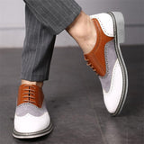 Casual Fashion Pointed Toe Carved PU Leather Shoes For Men