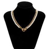 Ladies New Beads Iron Chain Artificial Pearl All Match Necklace