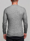 Mens Casual Long Sleeve Round Collar Knitting T-shirt