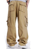 Oversized Loose Elastic Waist Work Pants With Pockets