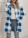 Stylish Mid-Length Cozy Fluffy Plaid Jackets For Ladies