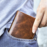 Leather Anti-Theft RFID Blocking Vintage Cash Cards Wallets For Men