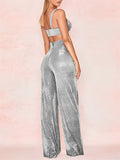 Women's High Waist Loose-fitting Shiny Wide Leg Long Pants