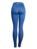 Women's Fashion Stretchy Fit Blue Denim Jeans for Summer Autumn