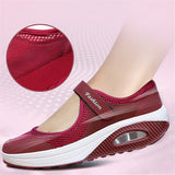 Rocker Bottom Velcro Mesh Flat Shoes
