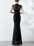 Stunning Sequined Round Mermaid Maxi Dress for Formal Party