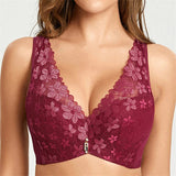 Women's Floral Lace Push Up Gather Bras - Pink