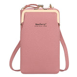 Casual Style Multiple Compartment Grain Textured Detachable Shoulder Strap Wallet Phone Holder