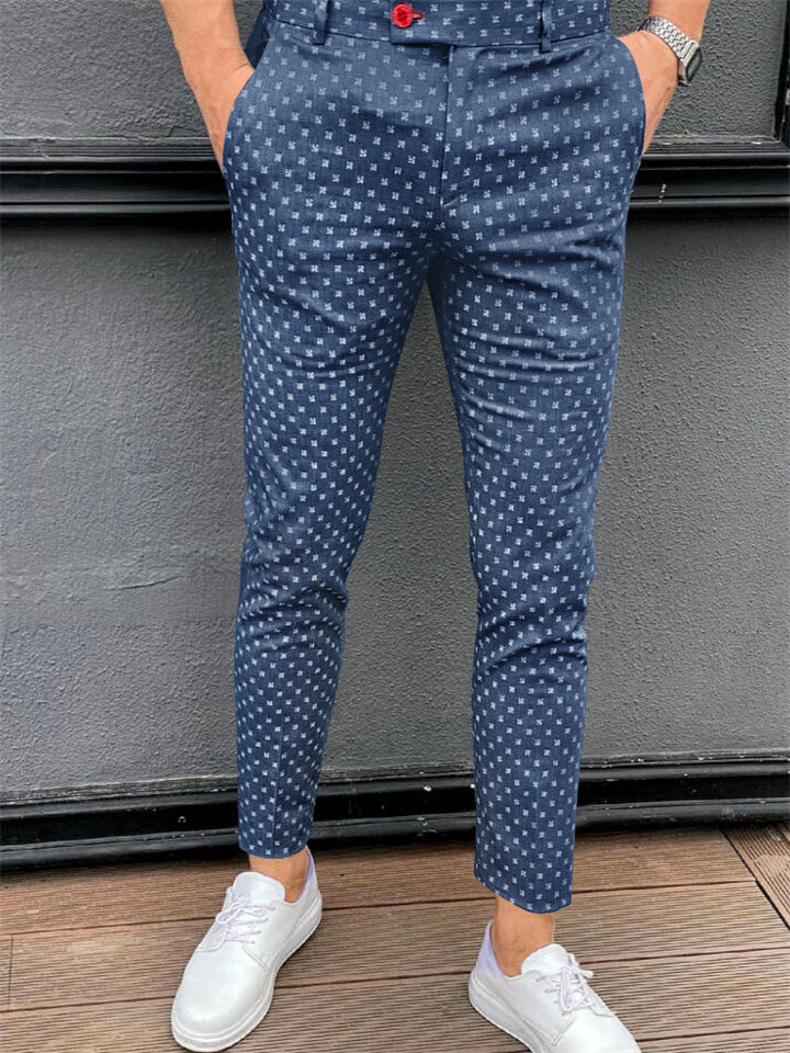 Men's Trendy Printed Mid Waist office Wear Skinny Pants