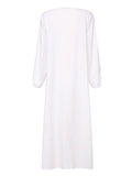 Soft Touch Ruffled Detailing V Neck Long Sleeve Loose Fit Maxi Nightgown