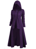 Relaxed Fit Drawstring Hooded Stretchy High Low Pullover Cloak Dress
