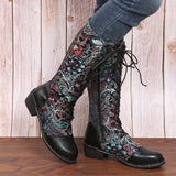 Retro Patchwork Embroidered Long Boots