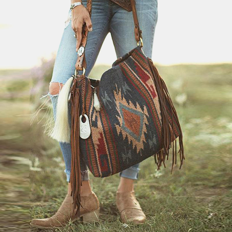 Women's Retro Handmade Boho Linen Shoulder Handbags