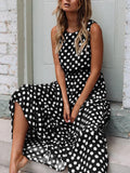Round Neck  Polka Dots Casual Dresses