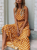 Round Neck  Polka Dots Casual Dresses