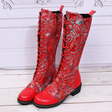 Retro Patchwork Embroidered Long Boots