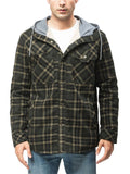 Men's Fashion Warm Fleece Lining Hooded Plaid Jackets for Winter