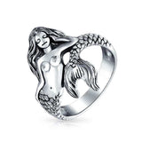 Vintage Neutral Fairy Sea Siren Mermaid Silver Ring