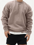 Fashion Daily Wear Lightweight Solid Pullover Beige Hoodie Mens