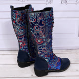 Retro Patchwork Embroidered Long Boots