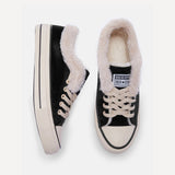 Womens Canvas Snow Sneakers Fur Lined Shoes