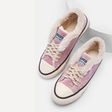 Womens Canvas Snow Sneakers Fur Lined Shoes