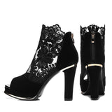 Women's High Quality Sexy Lace Dress High Heel Sandals Shoes