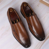 Men's Casual Solid Color Slip-On Suqare Toe PU Leather Shoes