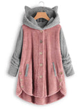 Adorable Contrast Color Hoodies With Cat's Ears