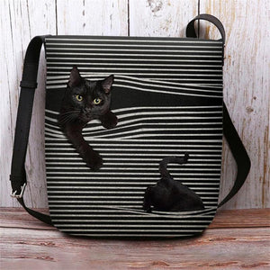 Cute Cat Striped Adjustable Crossbody Bags