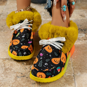 Female Winter Fluffy Halloween Christmas Flat Loafers