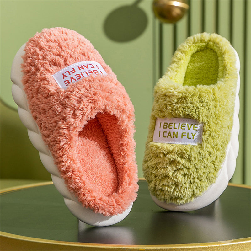 Lovely Candy Color Plush Comfortable Warm Women Slippers for Winter