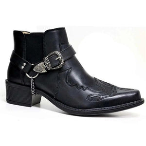Men's Fashion Buckle Pointed Toe Martin Boots