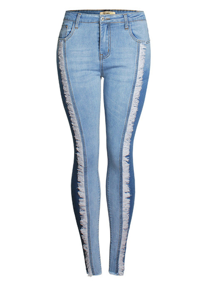 Women's Fashion Slim Fit Tassels Denim Pants