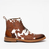 Stylish Texture Printed Hit Color Laced Mens Boots