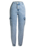 Spring Autumn Extra Loose Pocket Harem Pants Denim Jeans for Women