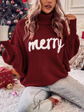 Women's Cute Comfort Bat Sleeve High Neck Christmas Sweaters