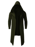 Men's Street Ultra Light Hooded Long Cardigan Cloak with Pockets
