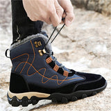 Mens Winter Hiking Keep Warm Plush Anti Slip Waterproof Snow Boots
