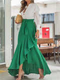 Noble Trendy Lace Up Irregular Fishtail Skirts