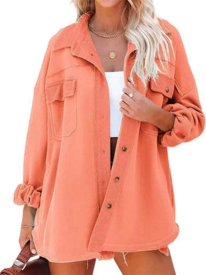 Trendy Lapel Solid Color Long Sleeve Shirts