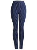 Slim Fit Blue White Stripe Fashion Women Denim Jeans