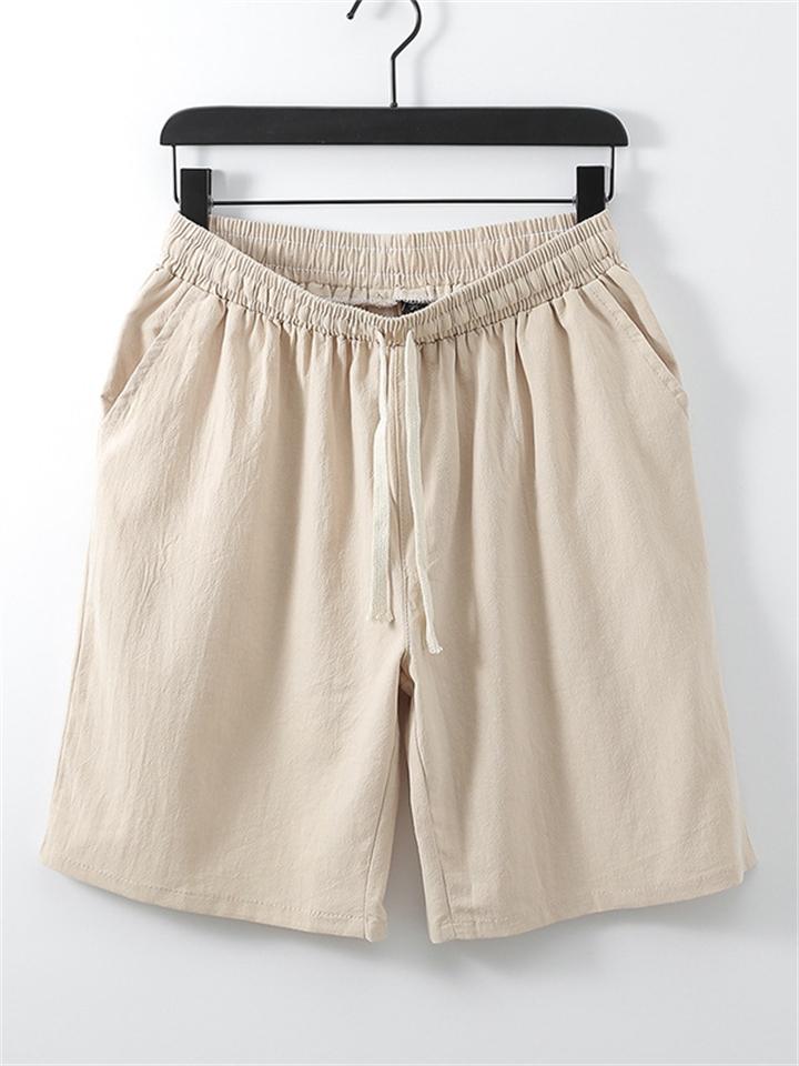 Cotton And Linen Casual Shorts Retro Simple Style Loose Straight Shorts