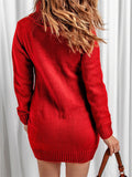 Casual Turtle Neck Knitted Sweater Dresses