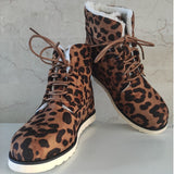 Women's Casual Simple Style Flat Heel High-Top Lace-Up Snow Boots