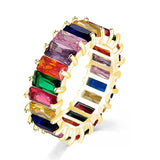 Trendy Multi Color Rectangle Unisex Ring For Birthday