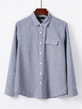Loose Casual Comfy Striped Full Buttons Long Sleeve Shirts With Pocket