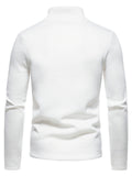 Solid Color High Collar Zip Up Base Tops for Men